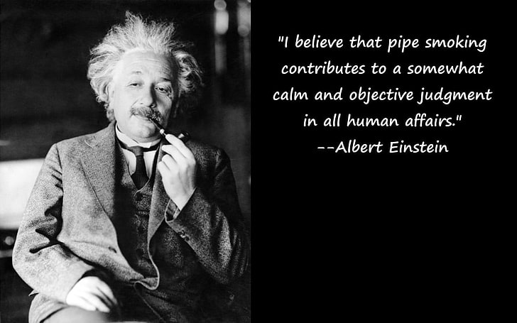 Albert Einstein quote and photo, Albert Einstein, pipes, HD wallpaper