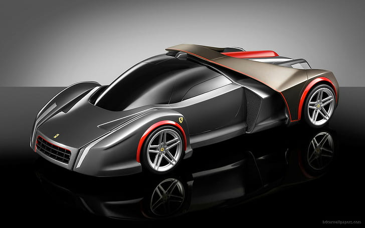 Czarny, Concept, Ferrari, Tapety HD