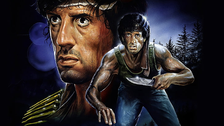 Sylvester Stallone, figur, seni, aksi, Sylvester Stallone, John Rambo, Rambo: Darah pertama, Darah Pertama, Wallpaper HD