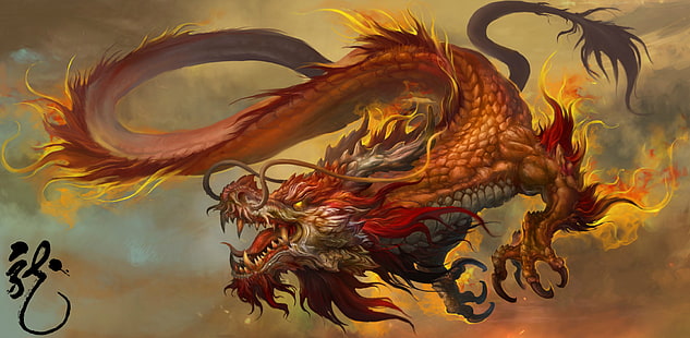 Фантазия, дракон, китайски дракон, HD тапет HD wallpaper