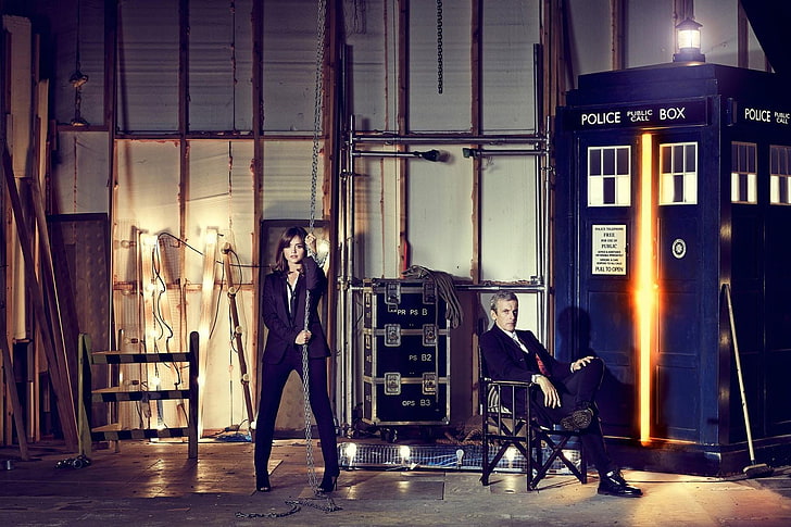 Dokter, Dokter Siapa, Peter Capaldi, TARDIS, Jenna Louise Coleman, Clara Oswald, Wallpaper HD