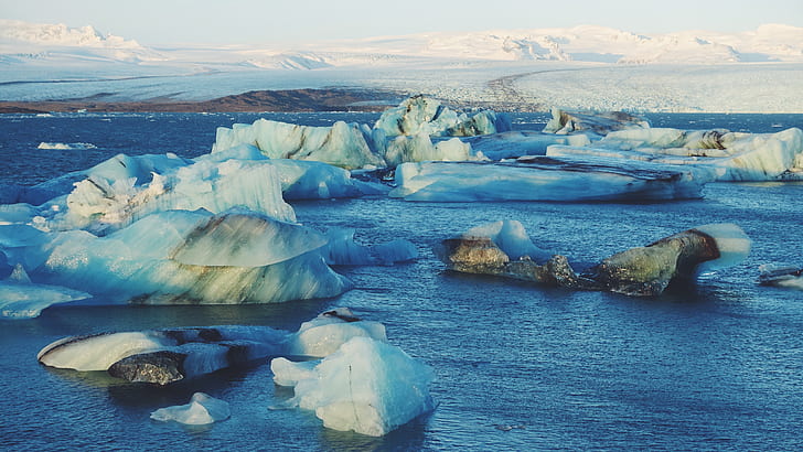 Iceberg, Ice Floes, Ocean, HD wallpaper
