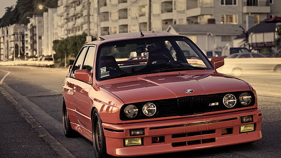 red sedan, car, BMW, tuning, BMW E30, BMW M3, HD wallpaper HD wallpaper