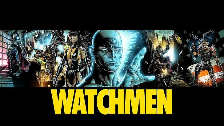 Watchmen, Doctor Manhattan, Nite Owl, Owlman (DC Comics), Rorschach, Silk Spectre, The Comedian (Watchmen), HD tapet