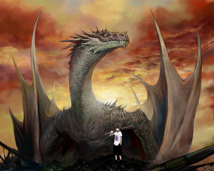 brown dragon digital wallpaper, Fantasy, Dragon, HD wallpaper