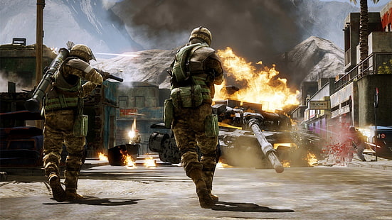 tangkapan layar video game, Battlefield Bad Company 2, Battlefield, video game, tank, soldier, Wallpaper HD HD wallpaper