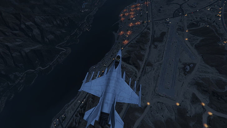 иллюстрация серого реактивного самолета, Grand Theft Auto V, Grand Theft Auto V Online, Rockstar Games, снимок экрана, компьютерные игры, HD обои