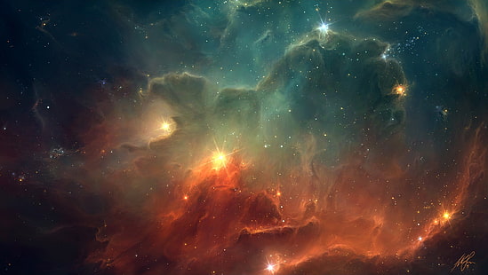 wallpaper nebula, luar angkasa, TylerCreatesWorlds, seni luar angkasa, seni digital, karya seni, bintang, nebula, Wallpaper HD HD wallpaper