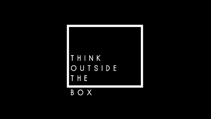 Think Outside the Box، الاقتباسات الشعبية، أسود، 4K، 8K، خلفية HD