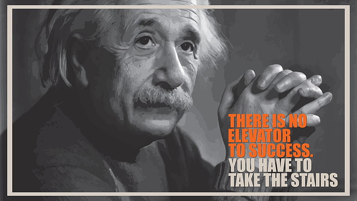 Foto di Albert Einstein, Albert Einstein, citazione falsa, cervello, Sfondo HD