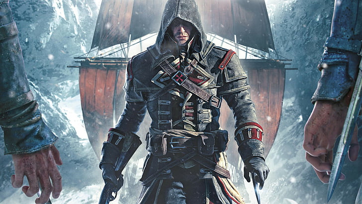 Assassin's Creed wallpaper, Assassin's Creed Rogue, game, stealth action game, Shay Patrick Cormac, ship, HD wallpaper