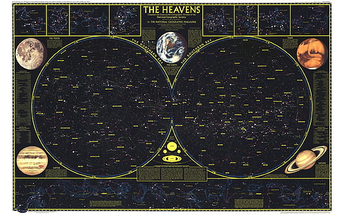 Небеса цифровые обои, карта, созвездие, небо, звезда, HD обои HD wallpaper