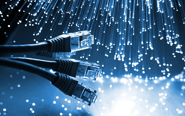 ethernet cable, network, fiber, light, Technology, HD wallpaper