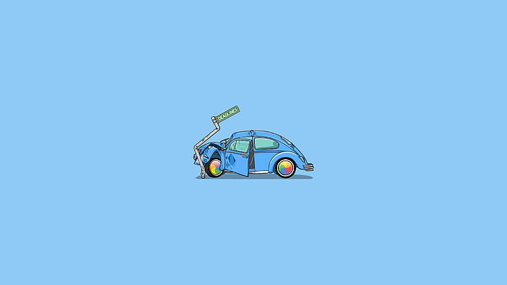 simple, simple background, humor, Volkswagen Beetle, HD wallpaper