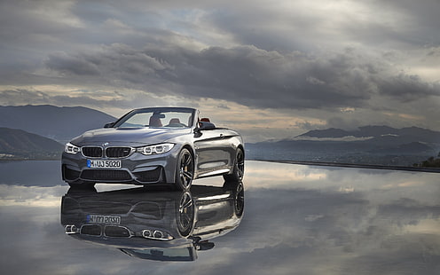 BMW M4 ، BMW M4 كابريو ، السيارة ، السيارة ، المكشوفة ، الانعكاس، خلفية HD HD wallpaper