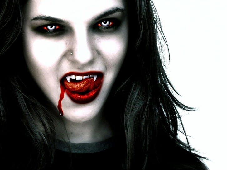 art, artwork, blood, Dark, Evil, fantasy, girl, Girls, Gothic, horror, vampire, HD wallpaper