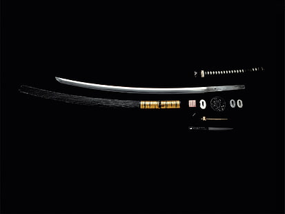 svart och grått katana svärd, vapen, svart, svärd, katana, HD tapet HD wallpaper