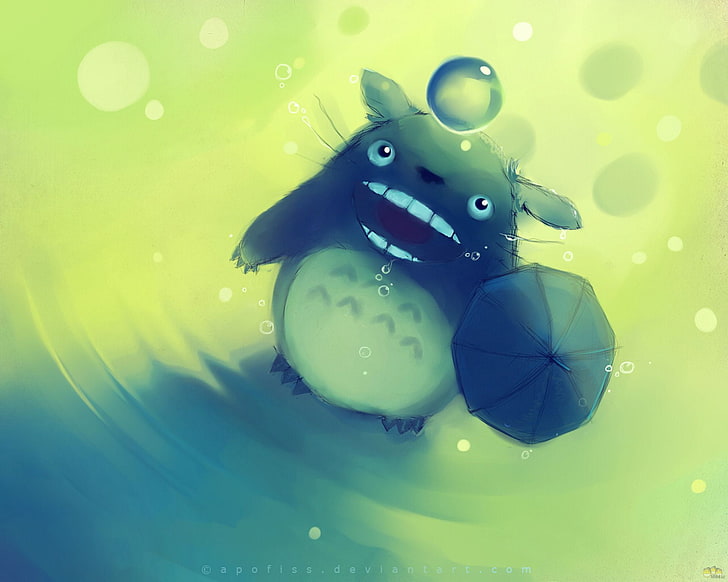 My Neighbor Totoro illustration, mood, animal, Wallpaper, figure, umbrella,  HD wallpaper | Wallpaperbetter