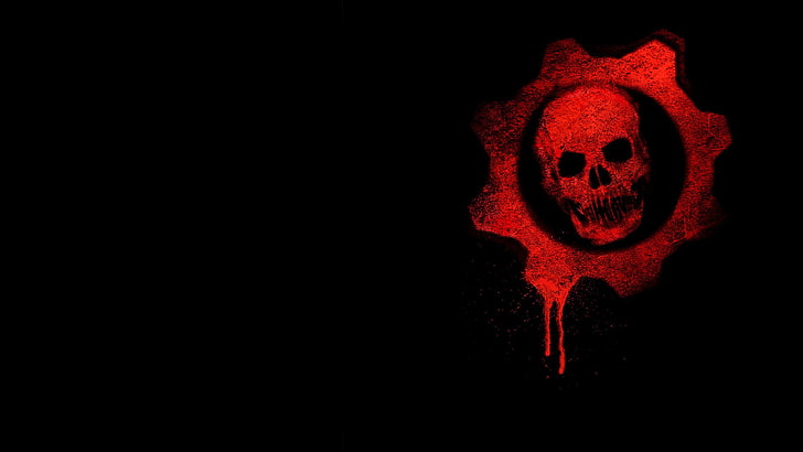 logo, Gears of War, videogiochi, teschio, minimalismo, sangue, Sfondo HD