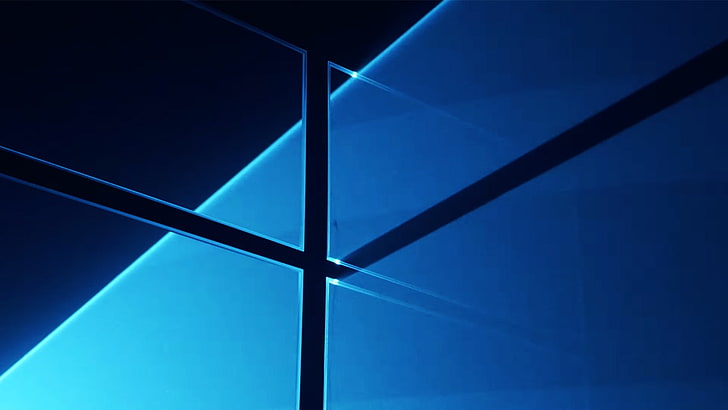 Microsoft Windows 10 데스크탑 월페이퍼 07, 파란색 및 흰색 큐브 디지털 배경 화면, HD 배경 화면