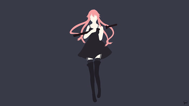 Mirai Nikki, Gasai Yuno, minimalis, gadis anime, Wallpaper HD