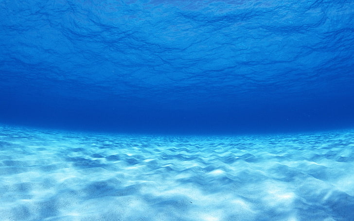 pasir putih, di bawah air, biru, cahaya, bawah, Wallpaper HD