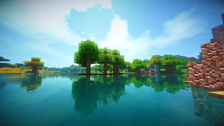 body of water, Minecraft, shaders, HD wallpaper