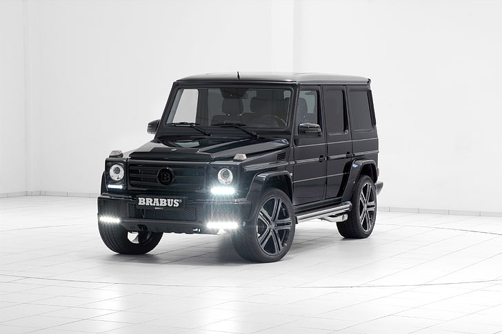 suv, Salon de Genève de 2016, Brabus Mercedes-Benz G 500 (W463), noir, Fond d'écran HD