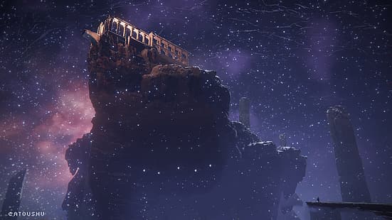 Elden Ring, арт видеоигры, королевство, звезды, ночное небо, звездная ночь, HD обои HD wallpaper