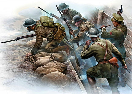 جنود ، الجبهة الغربية ، الحرب العالمية الأولى ، المعركة في الخنادق ، قوة التدخل البريطاني، خلفية HD HD wallpaper