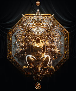  billelis, skull, black background, HD wallpaper HD wallpaper