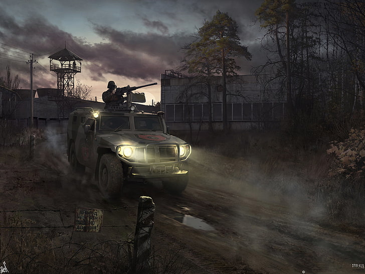 gray vehicle, Chernobyl, Stalker, area, debt, HD wallpaper