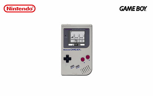 สีขาวและสีเทา Nintendo Game Boy, GameBoy, คอนโซล, วิดีโอเกม, Nintendo, พื้นหลังเรียบง่าย, วอลล์เปเปอร์ HD HD wallpaper