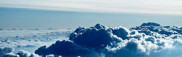 nuages ​​de nimbus, nuages, nature, ciel, deux moniteurs, affichage multiple, Fond d'écran HD