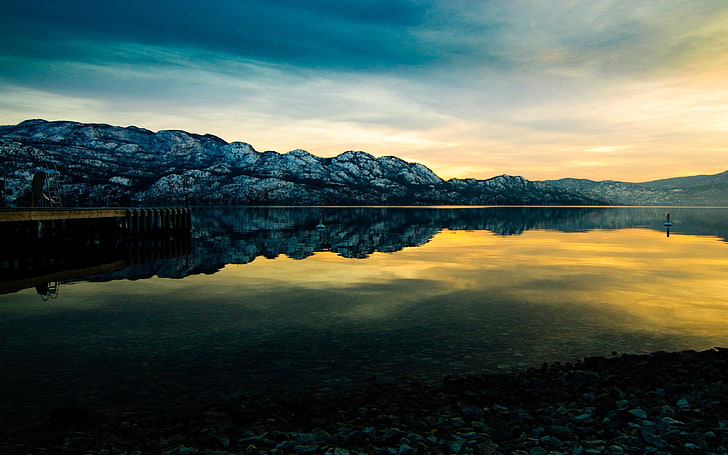Gellatly bay พระอาทิตย์ตกค่ำทะเลสาบธรรมชาติวอลเปเปอร์ HD, วอลล์เปเปอร์ HD