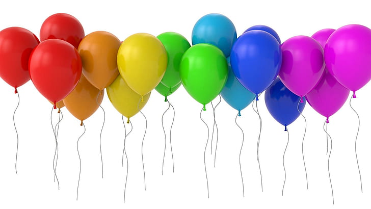 воздушный шар, день рождения, красочный, счастливый, любовь, HD обои