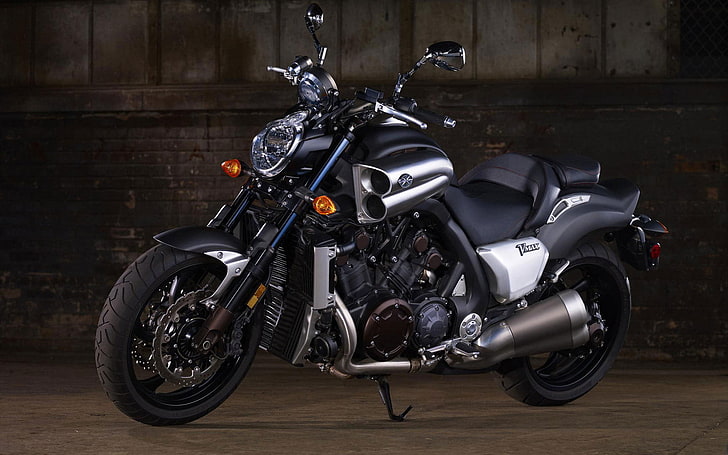 Тежък мотоциклет Yamaha V-Max 2012, черен крайцер мотоциклет, Мотоциклети, Yamaha, 2012, HD тапет
