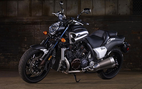 Bicicleta pesada Yamaha V-Max 2012, motocicleta cruiser negra, motocicletas, Yamaha, 2012, Fondo de pantalla HD HD wallpaper