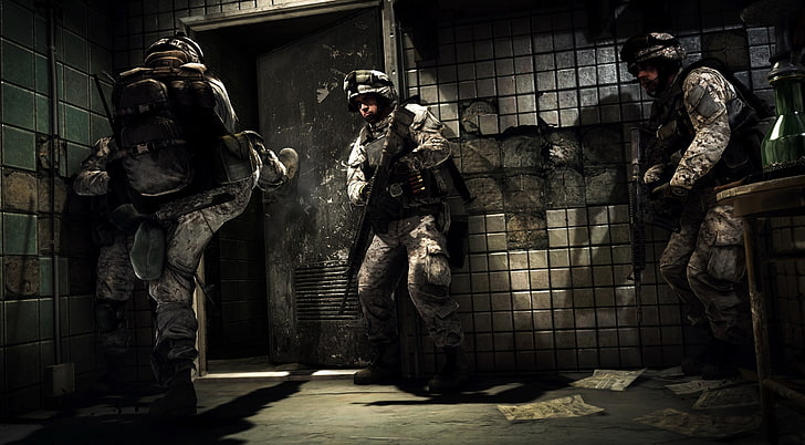 Battlefield 3 Soldiers, foto de três soldados, jogos, Battlefield, HD papel de parede