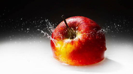honeycrisp elması, yemek, elmalar, su sıçramalarına, meyve, HD masaüstü duvar kağıdı HD wallpaper