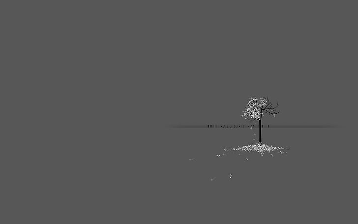 белая лиственная иллюстрация дерева, музыка, HD обои