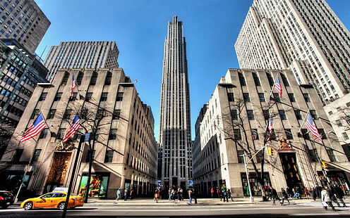 นิวยอร์ก, NYC, สหรัฐอเมริกา, Rockefeller Center, 5th Avenue, วอลล์เปเปอร์ HD HD wallpaper
