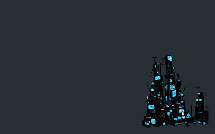 black and blue audio component art, anime, simple, minimalism, simple background, HD wallpaper