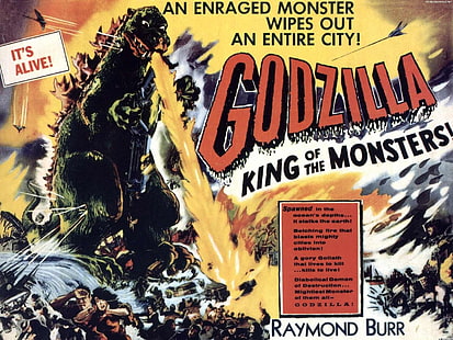 Plakaty filmowe, Godzilla, psychotronika, filmy klasy B, plakat filmowy, Tapety HD HD wallpaper