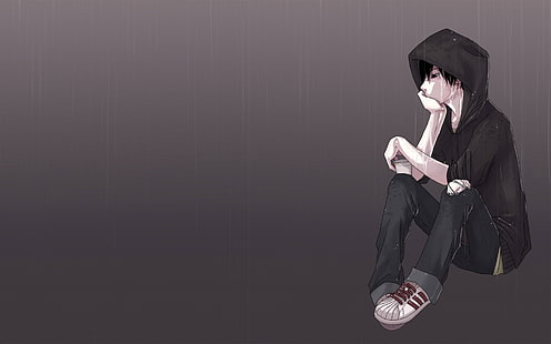 man anime character, boy, anime, lonely, HD wallpaper HD wallpaper