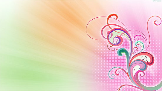 Nettes Design, rosa weißer und grüner Blumendekor, nett, Design, Vektor und Designe, HD-Hintergrundbild HD wallpaper