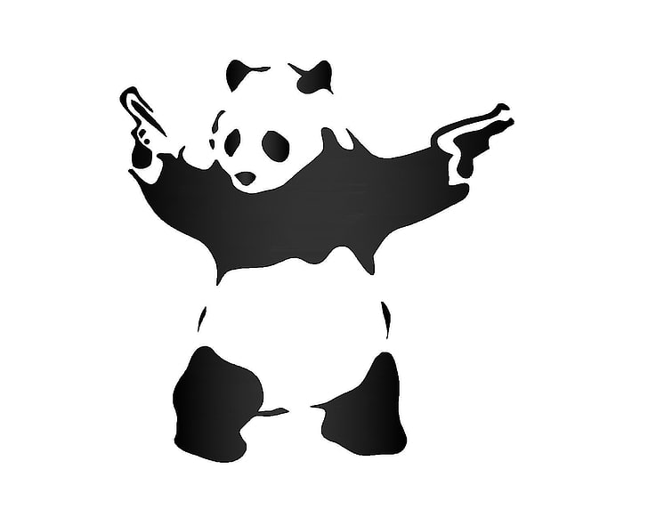 gun, guns, handgun, panda, pistol, weapon, weapons, HD wallpaper