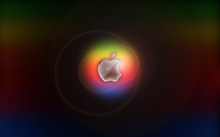 Colourful Glow in Apple, blask, kolorowe, jabłko, Tapety HD