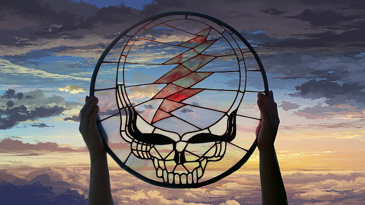 Grateful Dead (Stained Glass Stealie) sobre cielo pintado, Fondo de pantalla HD