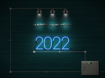 새해 복 많이 받으세요, 2022, 네온 사인, 2022 년, HD 배경 화면 HD wallpaper